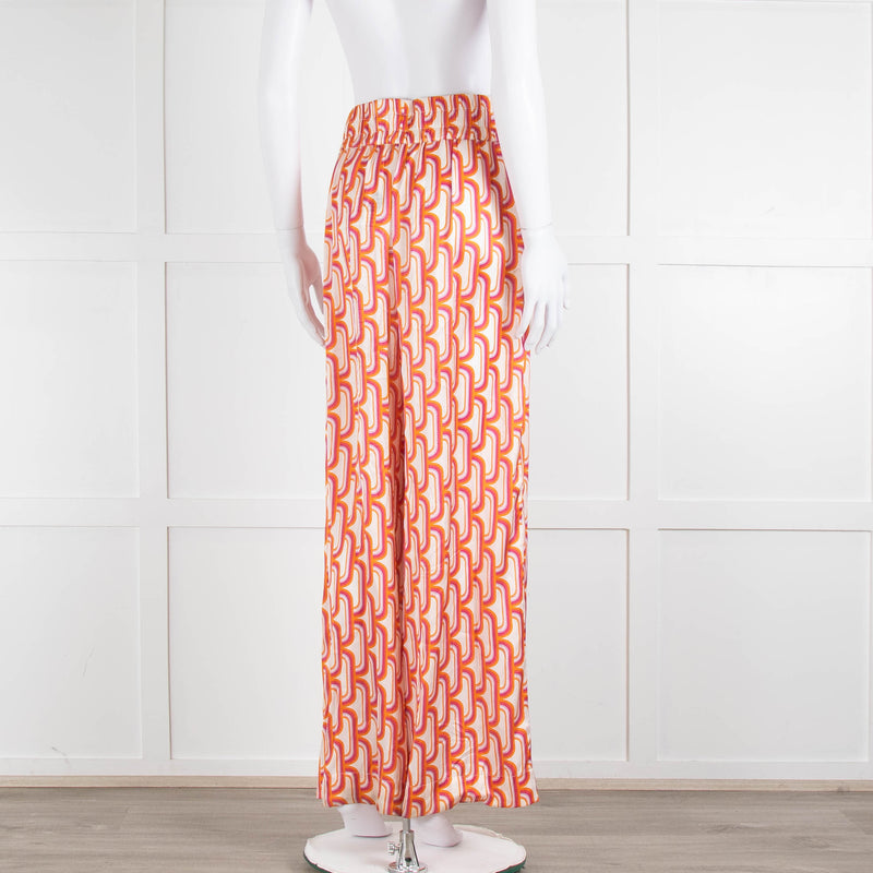 Dea Kudibal Orange Pink Cream Geometric Print Trousers