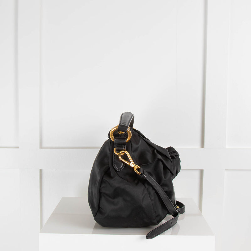 Prada Black Nylon Bow Front Crossbody