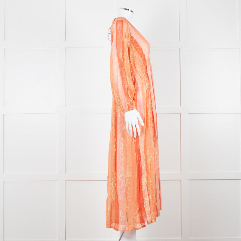 Sundress Orange Tone Stripe Dress with Lurex Threads