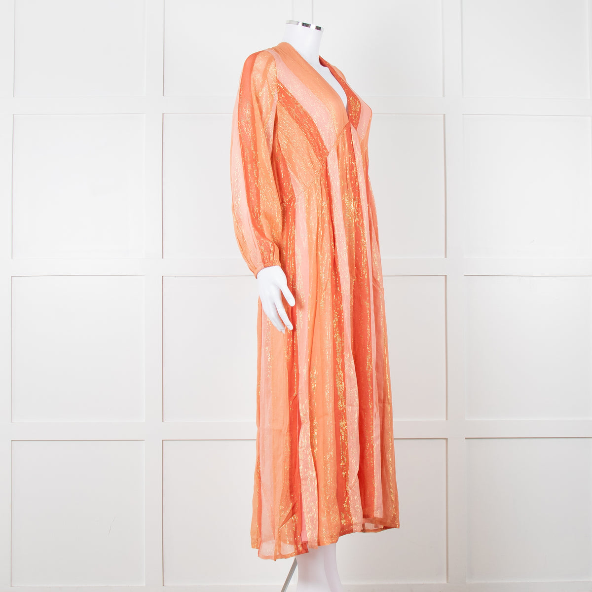 Sundress Orange Tone Stripe Dress with Lurex Threads