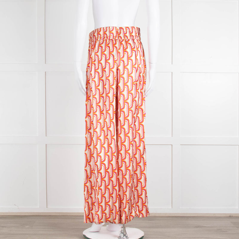 Dea Kudibal Orange Pink Cream Geometric Print Trousers