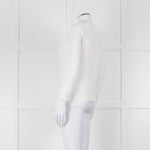 Max Mara White Cotton Blend M Logo Waffle Knit Jumper