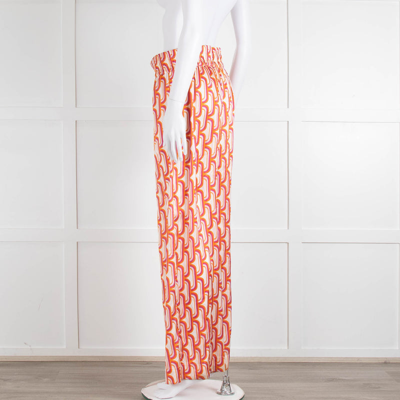 Dea Kudibal Orange Pink Cream Geometric Print Trousers