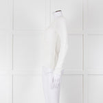 Max Mara White Cotton Blend M Logo Waffle Knit Jumper