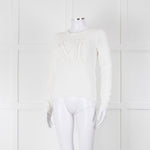 Max Mara White Cotton Blend M Logo Waffle Knit Jumper