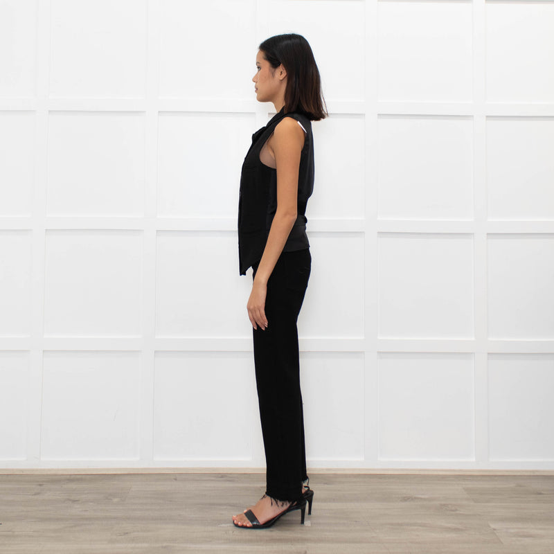 Barney's New York Black Double-Breasted Waistcoat