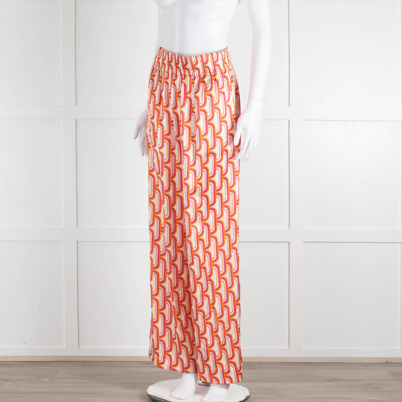 Dea Kudibal Orange Pink Cream Geometric Print Trousers