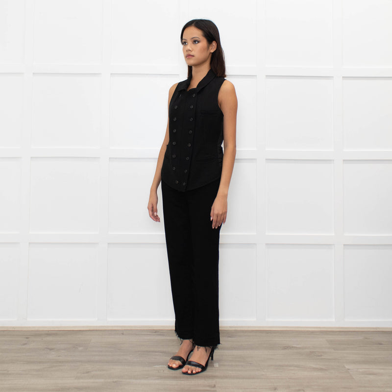 Barney's New York Black Double-Breasted Waistcoat