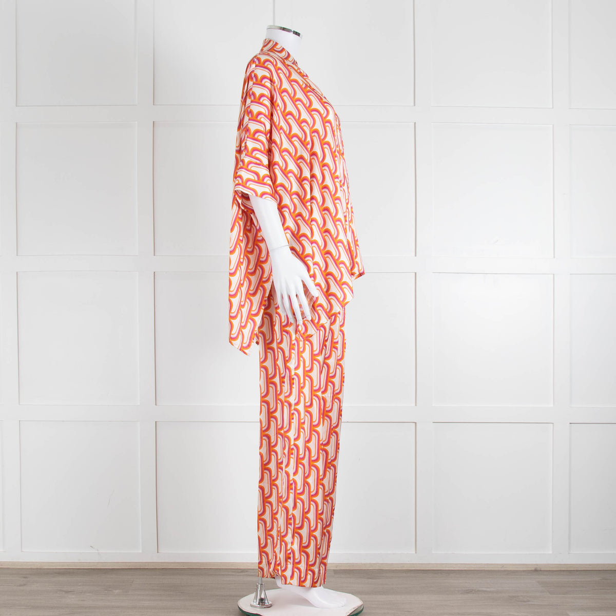 Dea Kudibal Orange Pink Cream Geometric Print Oversized Shirt