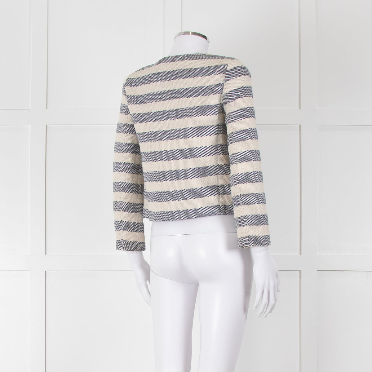 Weekend Max Mara Cream Blue Stripe Cotton Blend Jacket