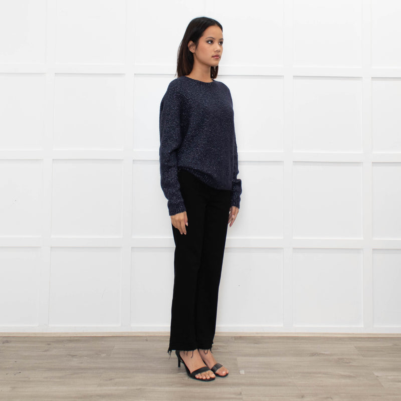 Ottod'Ame Navy Wool Mix Jumper With Silver Lurex Thread