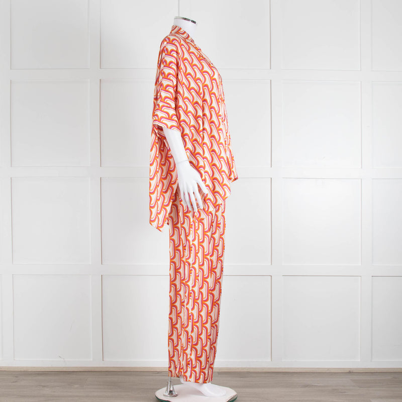 Dea Kudibal Orange Pink Cream Geometric Print Trousers