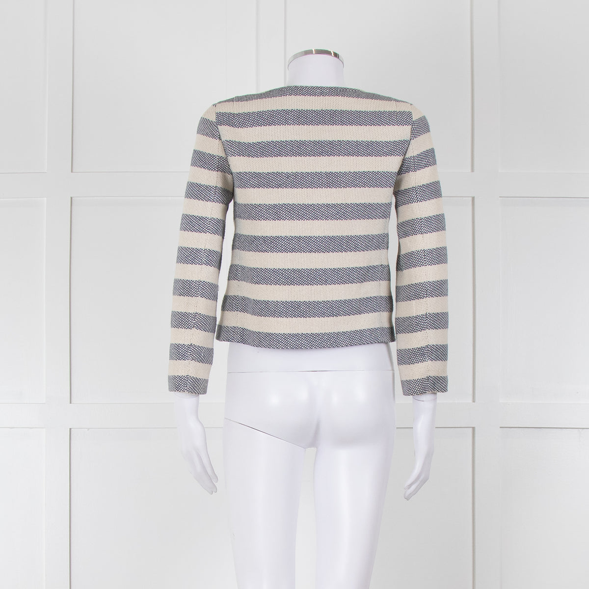 Weekend Max Mara Cream Blue Stripe Cotton Blend Jacket