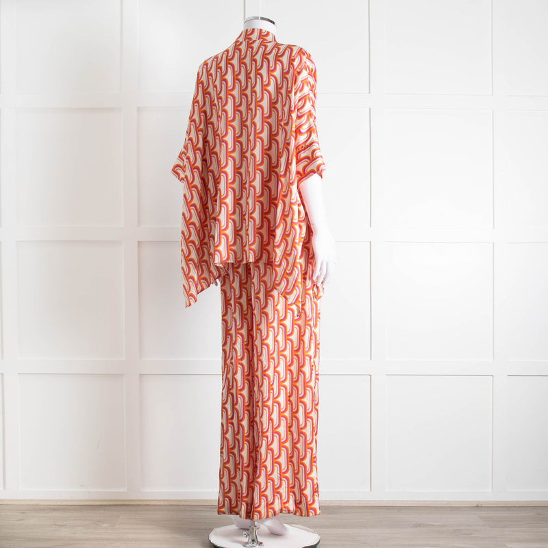 Dea Kudibal Orange Pink Cream Geometric Print Trousers