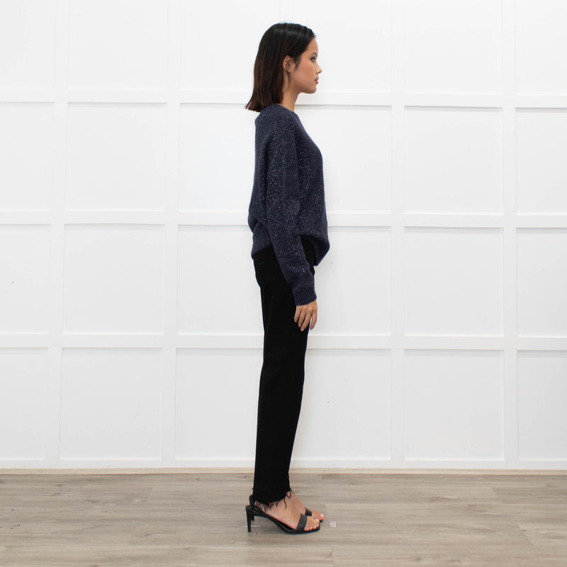 Ottod'Ame Navy Wool Mix Jumper With Silver Lurex Thread