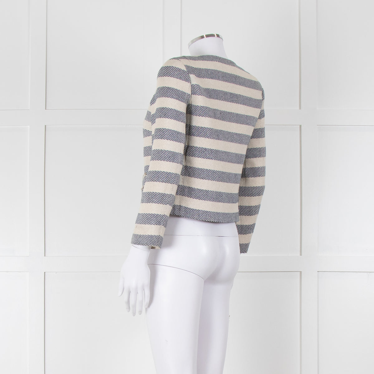 Weekend Max Mara Cream Blue Stripe Cotton Blend Jacket