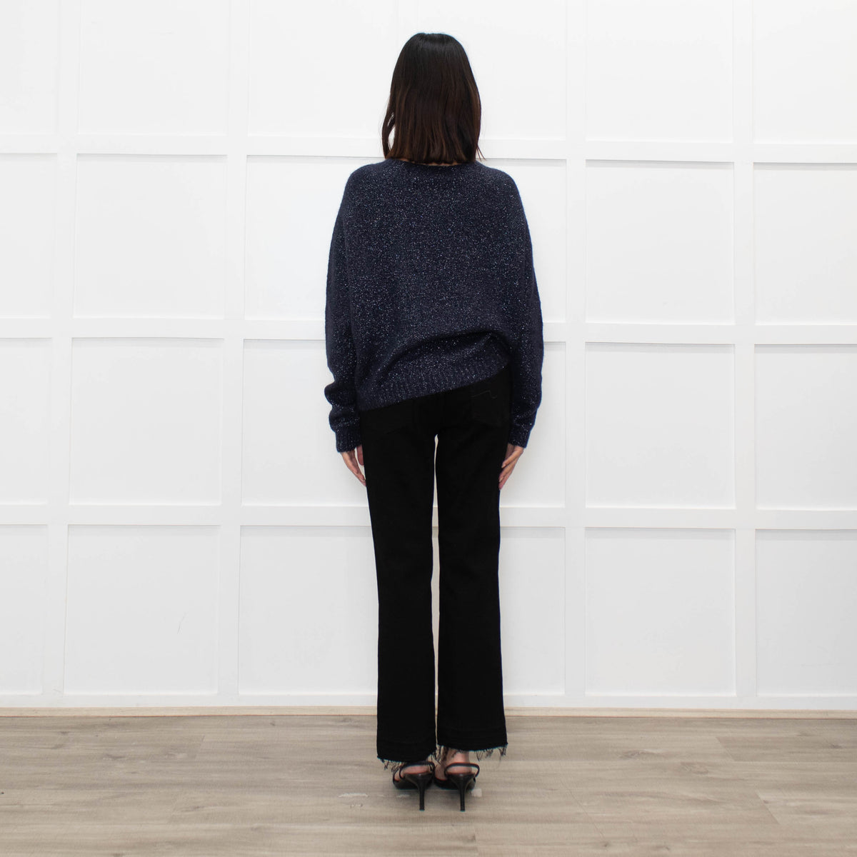 Ottod'Ame Navy Wool Mix Jumper With Silver Lurex Thread