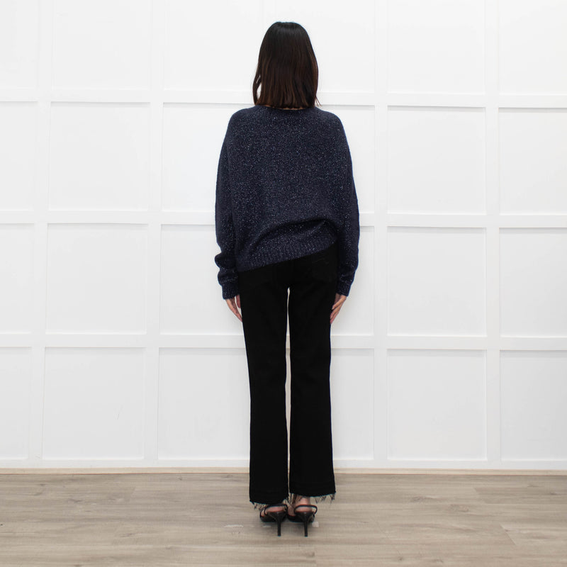 Ottod'Ame Navy Wool Mix Jumper With Silver Lurex Thread