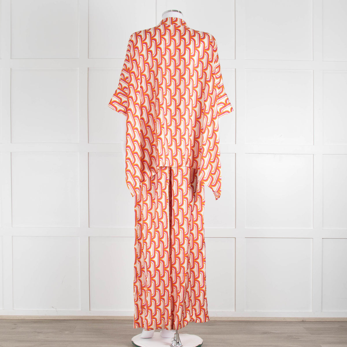 Dea Kudibal Orange Pink Cream Geometric Print Oversized Shirt