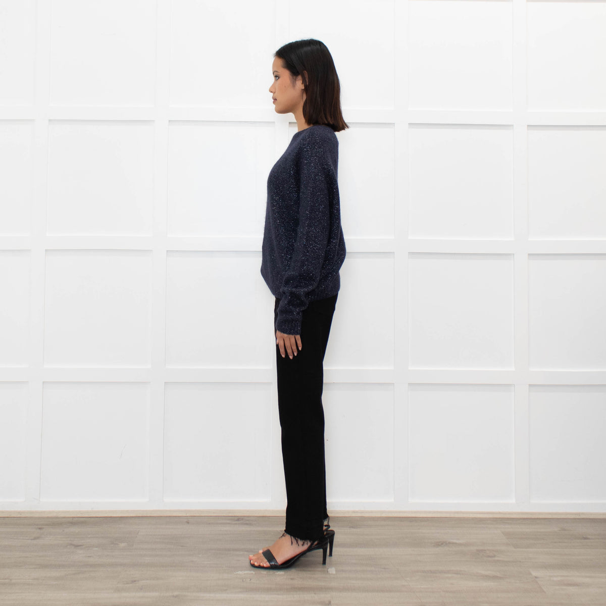 Ottod'Ame Navy Wool Mix Jumper With Silver Lurex Thread