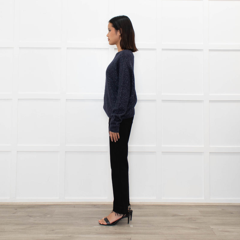 Ottod'Ame Navy Wool Mix Jumper With Silver Lurex Thread