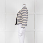 Weekend Max Mara Cream Blue Stripe Cotton Blend Jacket
