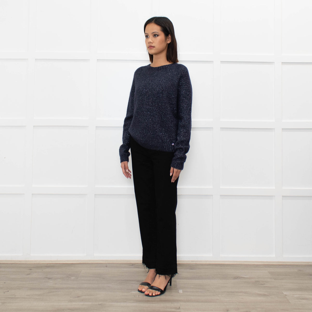 Ottod'Ame Navy Wool Mix Jumper With Silver Lurex Thread