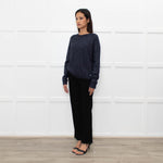 Ottod'Ame Navy Wool Mix Jumper With Silver Lurex Thread