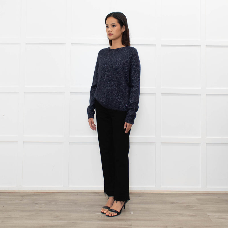 Ottod'Ame Navy Wool Mix Jumper With Silver Lurex Thread
