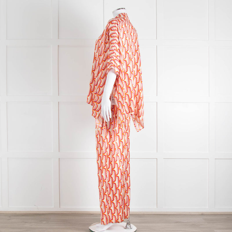 Dea Kudibal Orange Pink Cream Geometric Print Trousers