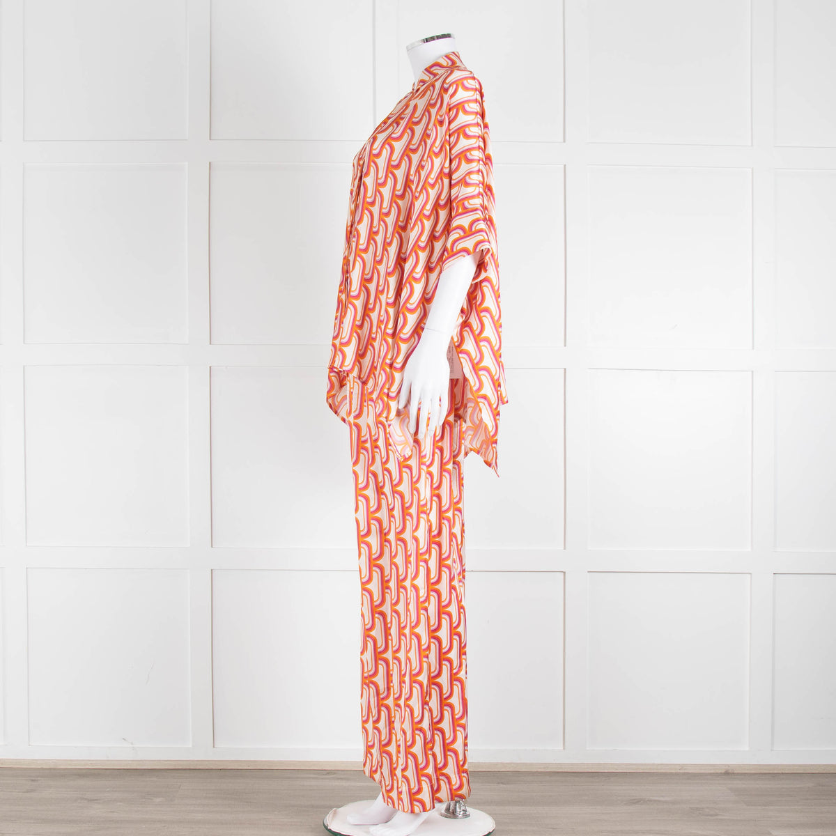 Dea Kudibal Orange Pink Cream Geometric Print Oversized Shirt