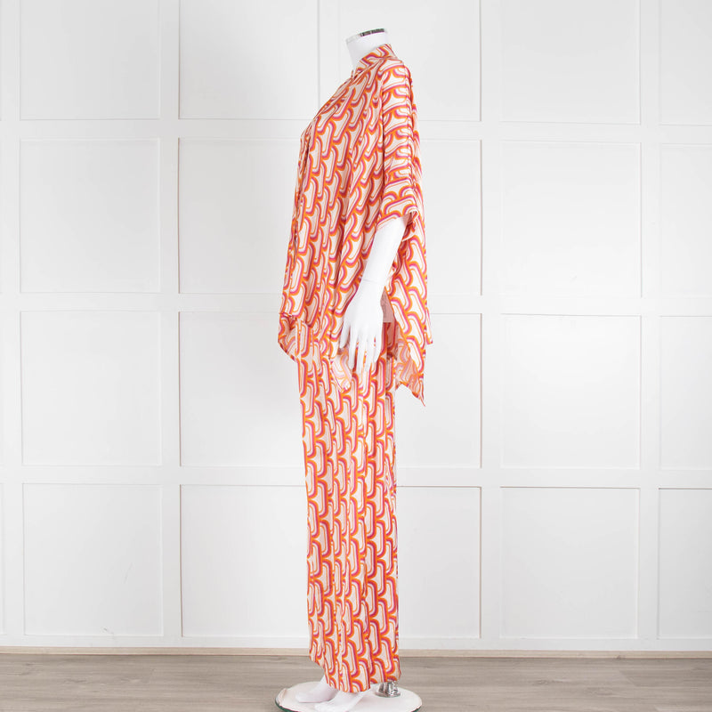 Dea Kudibal Orange Pink Cream Geometric Print Trousers