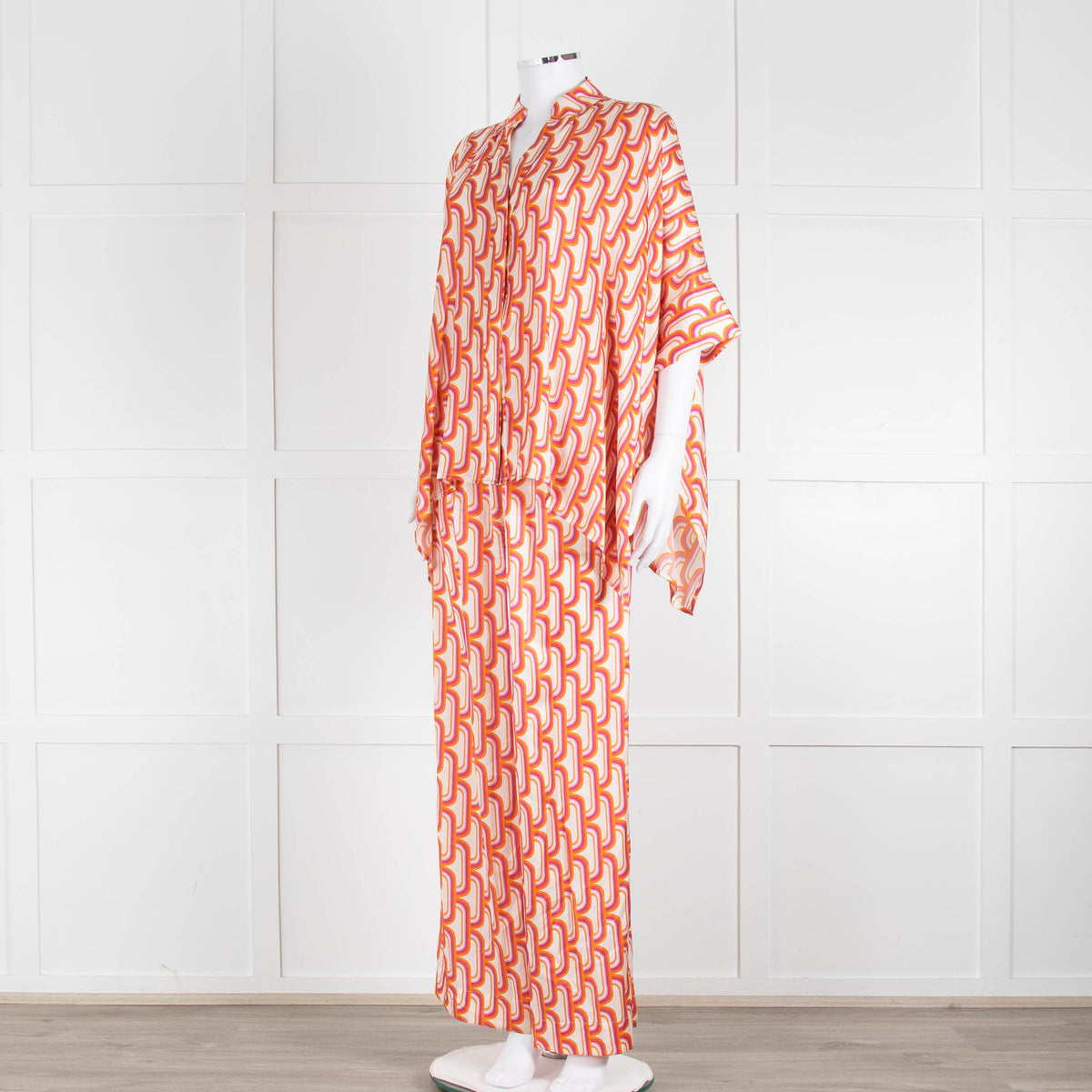 Dea Kudibal Orange Pink Cream Geometric Print Oversized Shirt