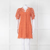 Sandro Orange Lace Short Sleeve Dress