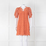 Sandro Orange Lace Short Sleeve Dress