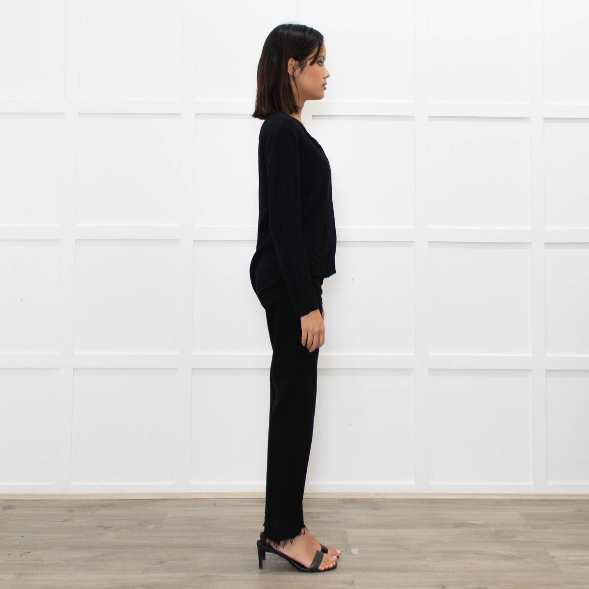 Sandro Black long sleeve V Neck Top