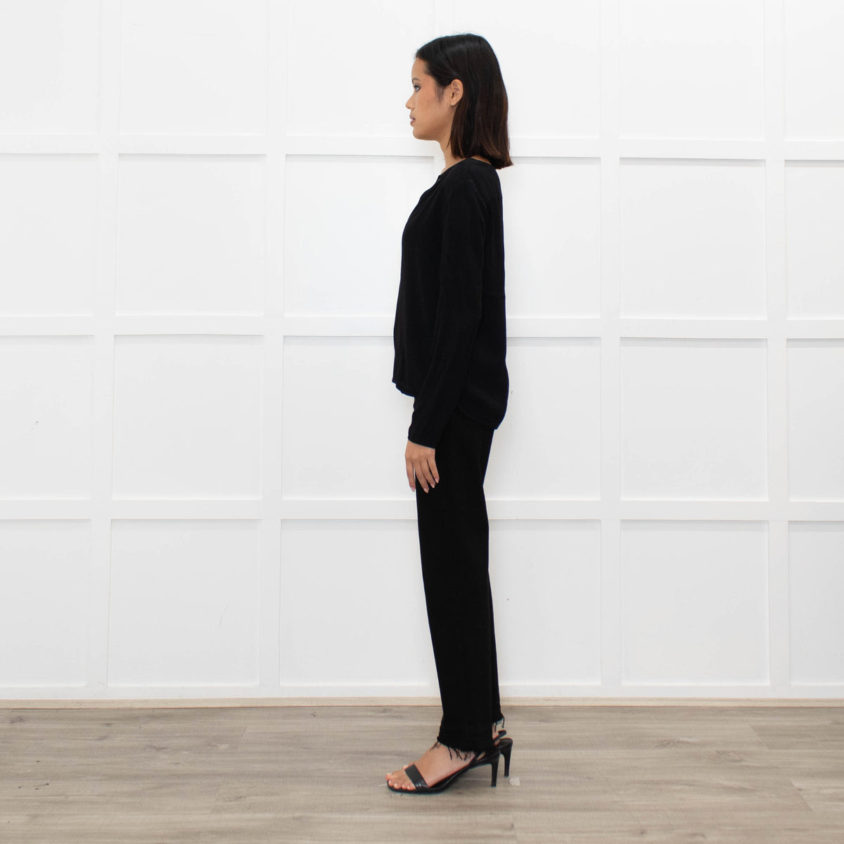 Sandro Black long sleeve V Neck Top