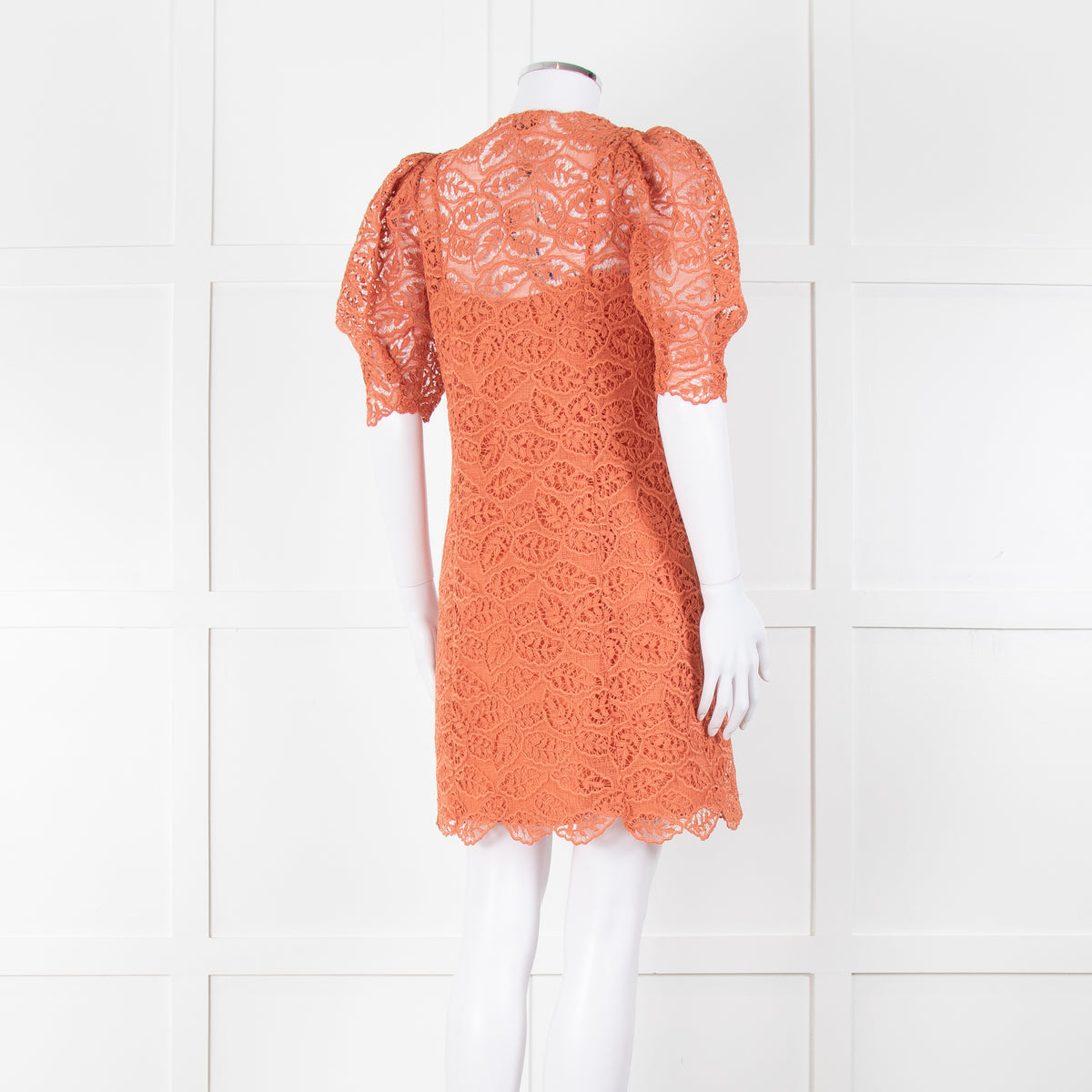 Sandro Orange Lace Short Sleeve Dress