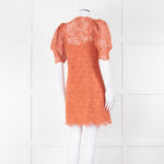 Sandro Orange Lace Short Sleeve Dress