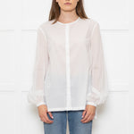 Bamford White Cotton Collarless Shirt