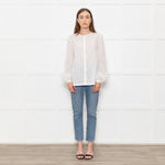 Bamford White Cotton Collarless Shirt