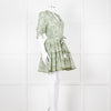 Paolita Cream Green Cotton Belted Mini Cotton Dress