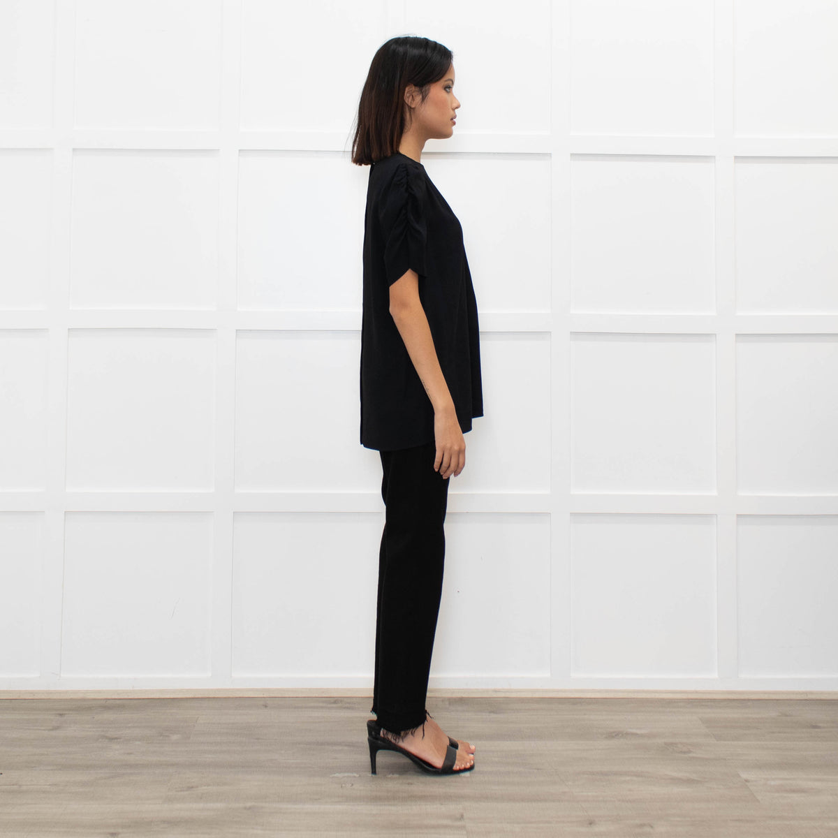 Miu Miu Black Short Ruffle Sleeve Top