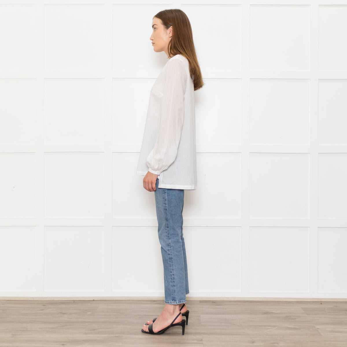 Bamford White Cotton Collarless Shirt
