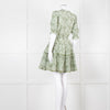Paolita Cream Green Cotton Belted Mini Cotton Dress