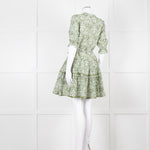 Paolita Cream Green Cotton Belted Mini Cotton Dress
