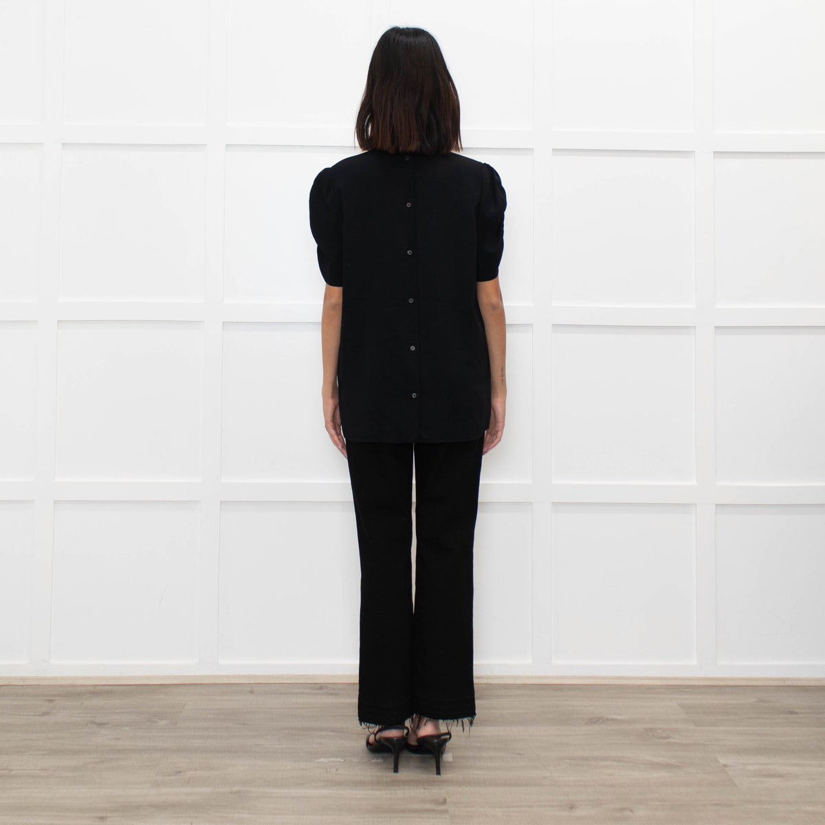 Miu Miu Black Short Ruffle Sleeve Top