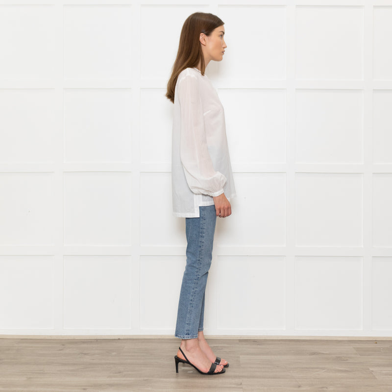 Bamford White Cotton Collarless Shirt