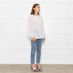 Bamford White Cotton Collarless Shirt