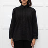 Theory at Bergdorf Goodman Black Stretch Top With Embillshed Front